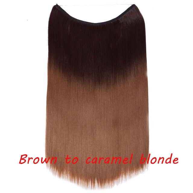 20inch Invisible Wire No Clip One Piece Halo Hair Extension flip