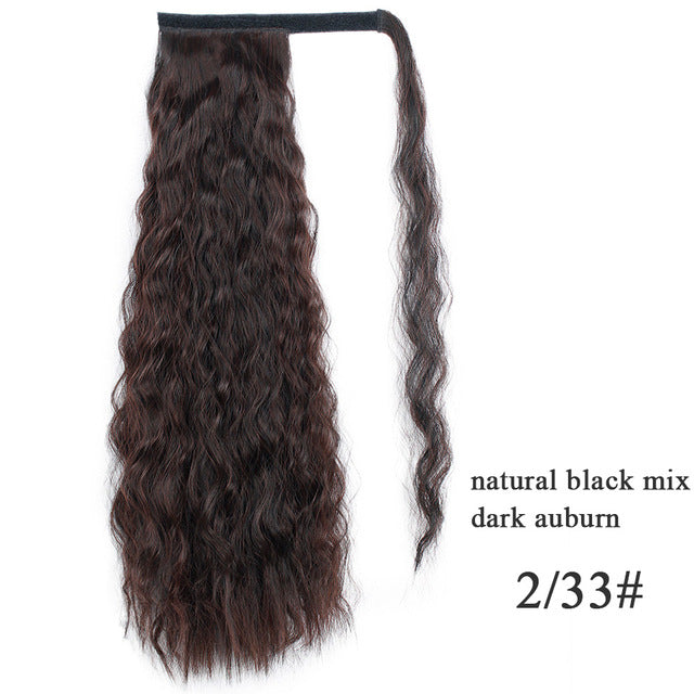 Vigorous Corn Wavy Long Ponytail Synthetic Hairpiece Wrap on Clip Hair Extensions