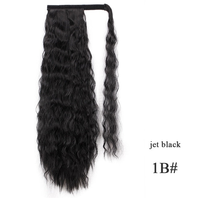 Vigorous Corn Wavy Long Ponytail Synthetic Hairpiece Wrap on Clip Hair Extensions