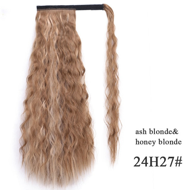 Vigorous Corn Wavy Long Ponytail Synthetic Hairpiece Wrap on Clip Hair Extensions