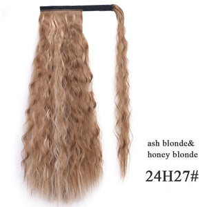 Vigorous Corn Wavy Long Ponytail Synthetic Hairpiece Wrap on Clip Hair Extensions