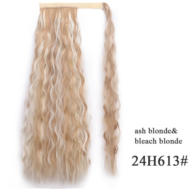 Vigorous Corn Wavy Long Ponytail Synthetic Hairpiece Wrap on Clip Hair Extensions