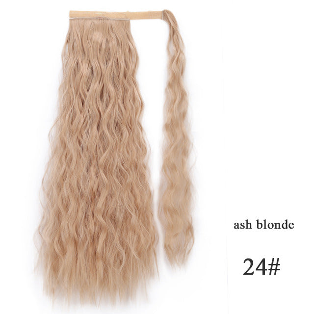 Vigorous Corn Wavy Long Ponytail Synthetic Hairpiece Wrap on Clip Hair Extensions