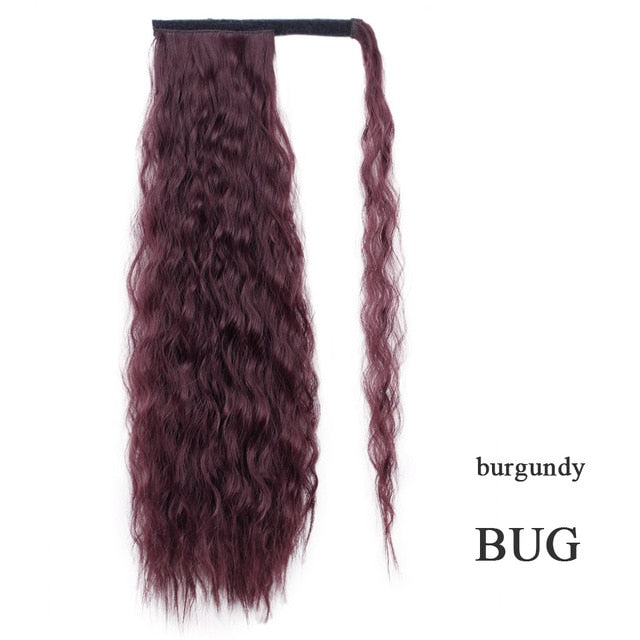 Vigorous Corn Wavy Long Ponytail Synthetic Hairpiece Wrap on Clip Hair Extensions