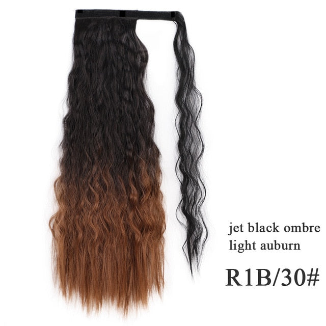 Vigorous Corn Wavy Long Ponytail Synthetic Hairpiece Wrap on Clip Hair Extensions