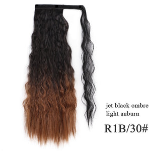 Vigorous Corn Wavy Long Ponytail Synthetic Hairpiece Wrap on Clip Hair Extensions