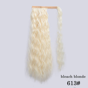 Vigorous Corn Wavy Long Ponytail Synthetic Hairpiece Wrap on Clip Hair Extensions