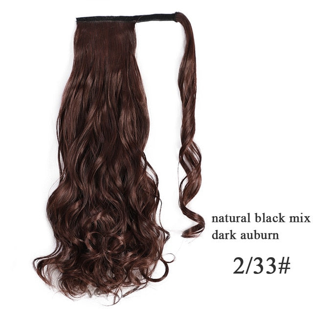 Vigorous Corn Wavy Long Ponytail Synthetic Hairpiece Wrap on Clip Hair Extensions