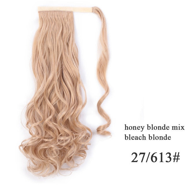 Vigorous Corn Wavy Long Ponytail Synthetic Hairpiece Wrap on Clip Hair Extensions