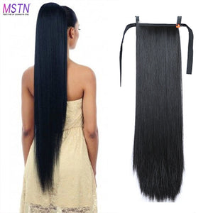 MSTN 30-Inch Synthetic Hair Fiber Heat-Resistant Straight Hair With Ponytail Hair  Extended