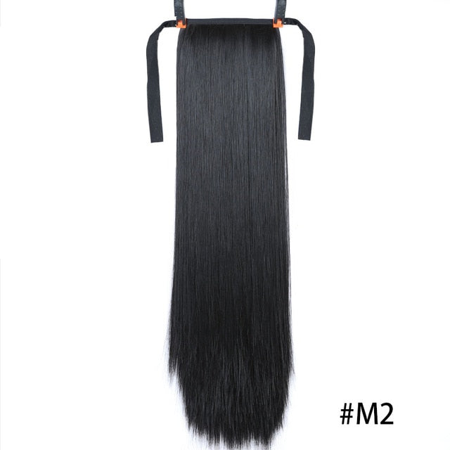 MSTN 30-Inch Synthetic Hair Fiber Heat-Resistant Straight Hair With Ponytail Hair  Extended