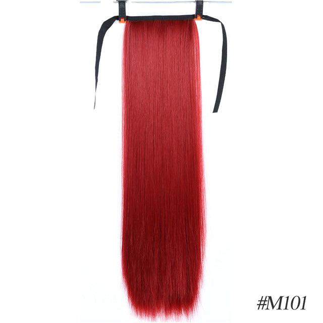 MSTN 30-Inch Synthetic Hair Fiber Heat-Resistant Straight Hair With Ponytail Hair  Extended