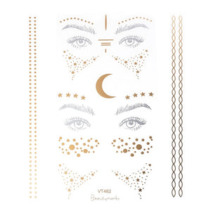 2019 New Gold Face Temporary Tattoo Waterproof Blocked Freckles Makeup Sticker