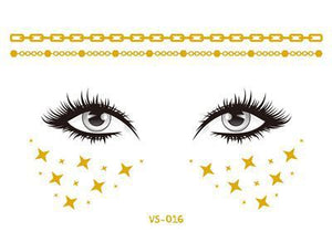 2019 New Gold Face Temporary Tattoo Waterproof Blocked Freckles Makeup Sticker