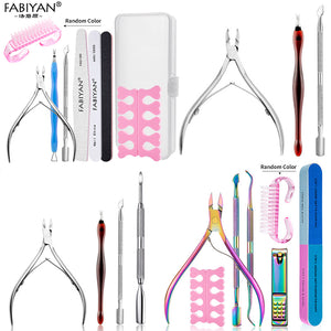 Set Nail Art Exfoliating Tools Scissors Plier Peeling Push Dead Skin Cuticle Pusher Nipper Spoon Remover Clipper Cutter