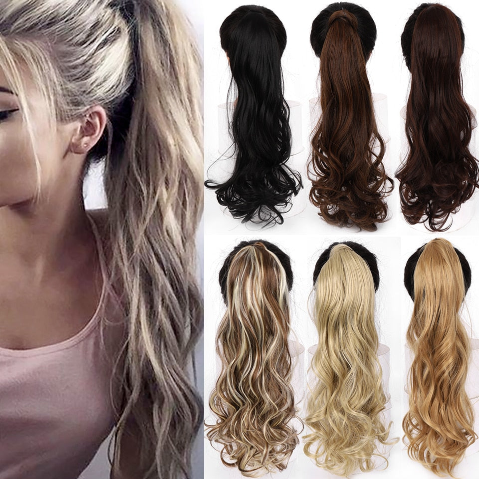 WTB 22" Long Wavy Wrap Around Clip In Ponytail Hair Extension