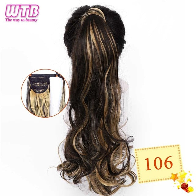 WTB 22" Long Wavy Wrap Around Clip In Ponytail Hair Extension