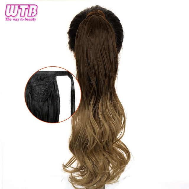 WTB 22" Long Wavy Wrap Around Clip In Ponytail Hair Extension