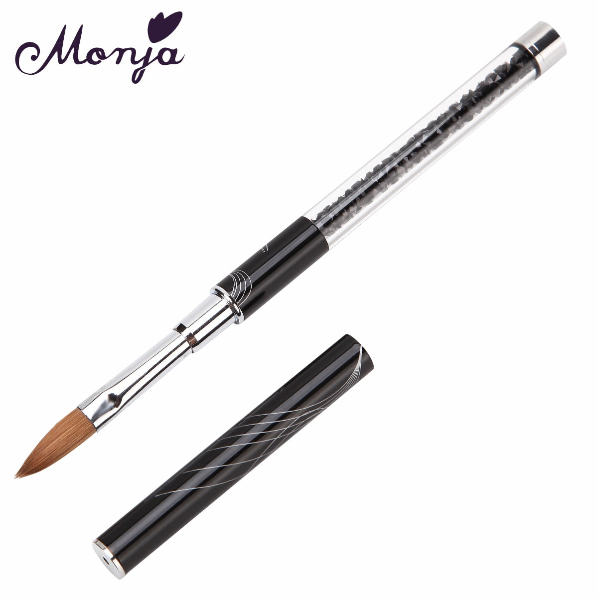 Monja Rhinestone Metal Kolinsky Nail Art Sculpture Carving Brush