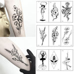 Load image into Gallery viewer, Hot 1PC Popular Ballet Black White Flowers Tattoos Sticker
